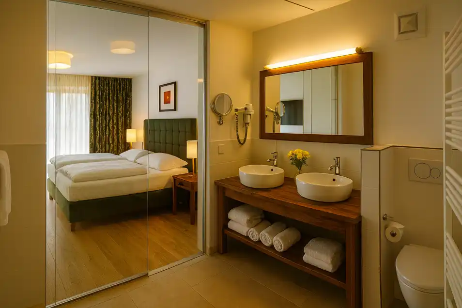 Badezimmer, Hotel Hochsteg Gütl, Ebensee am Traunsee